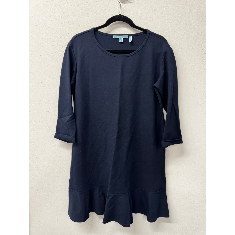 Draper James Navy Ponte Scallop Ruffle Hem Dress Nautical Coastal Preppy M - Picture 2 of 11